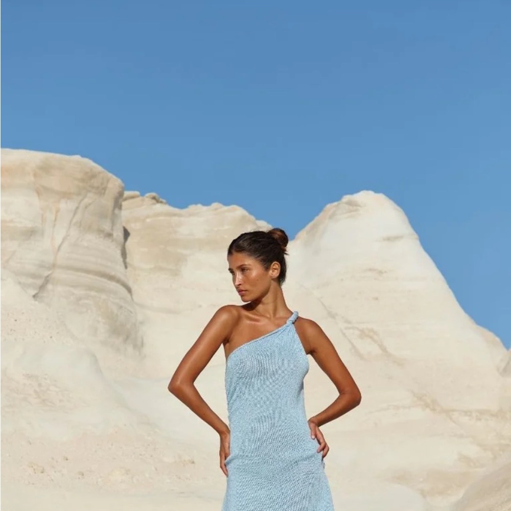 TJ SWIM Chic One-Shoulder Light Blue Dress BRAND NEW